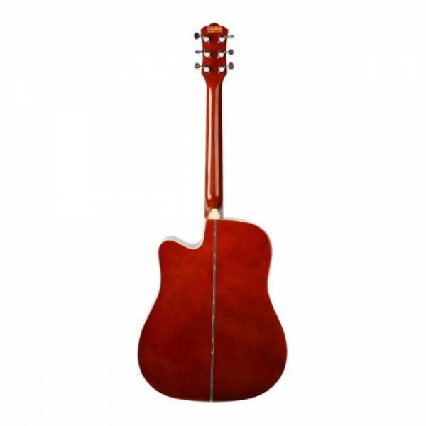 Beginner 41&quot; Cutaway Folk Acoustic Wooden Guitar Sunset Red #3 image