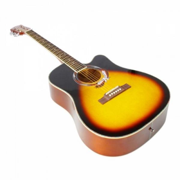 Beginner 41&quot; Cutaway Folk Acoustic Wooden Guitar Sunset Red #4 image