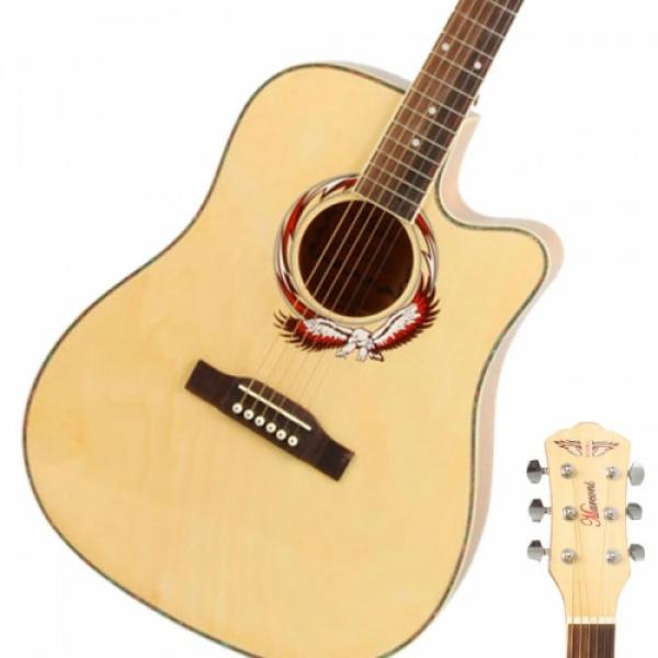 Beginner 41&quot; Cutaway Folk Acoustic Wooden Guitar Natural Color #1 image