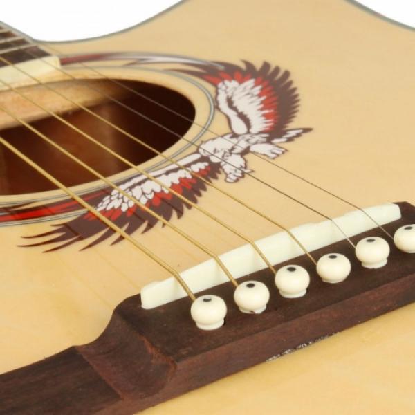 Beginner 41&quot; Cutaway Folk Acoustic Wooden Guitar Natural Color #3 image