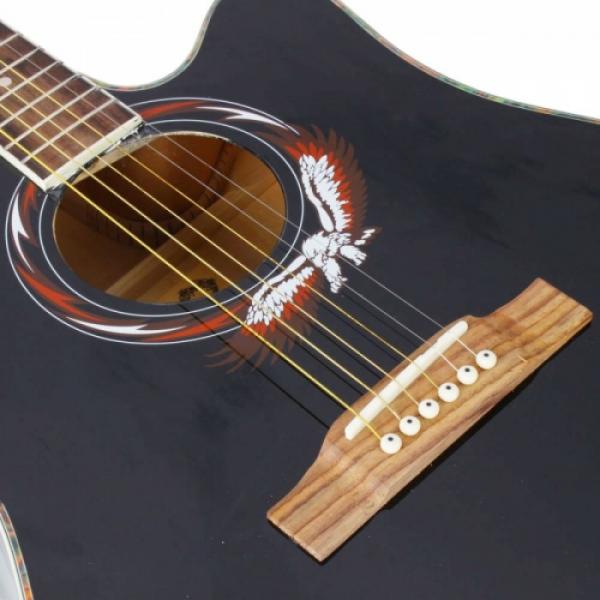 Beginner 41&quot; Cutaway Folk Acoustic Wooden Guitar Black #2 image