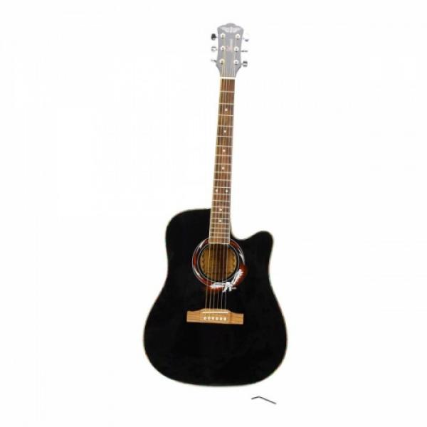 Beginner 41&quot; Cutaway Folk Acoustic Wooden Guitar Black #5 image