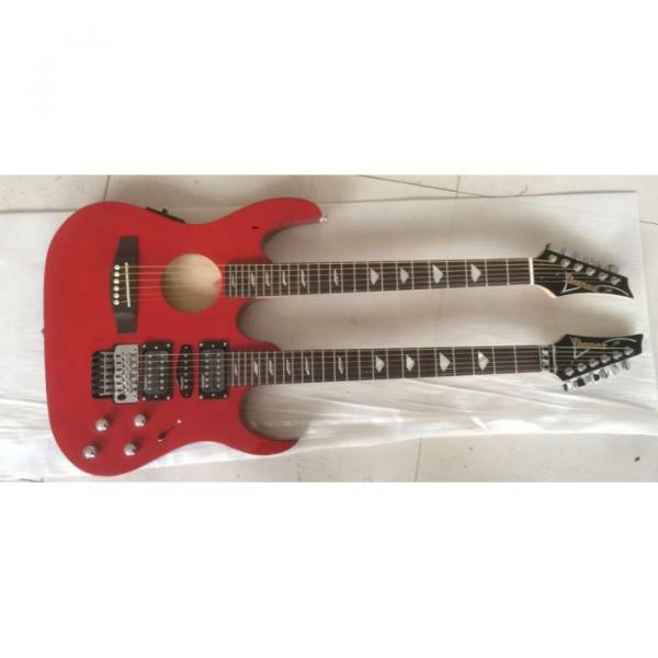 Custom Ibanez JEM 7V Red Double Neck Acoustic Electric 6 12 Strings Guitar #1 image