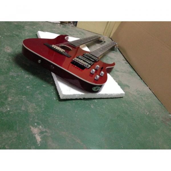 Custom Ibanez JEM 7V Red Double Neck Acoustic Electric 6 12 Strings Guitar #2 image