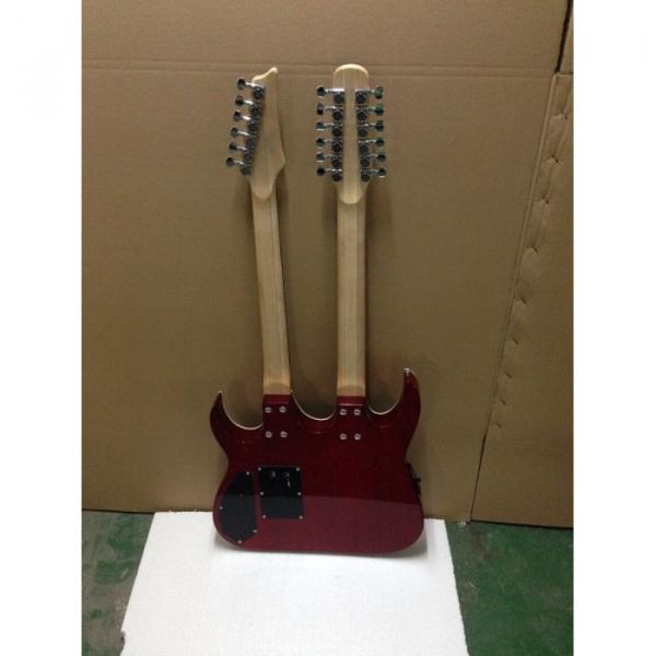 Custom Ibanez JEM 7V Red Double Neck Acoustic Electric 6 12 Strings Guitar #5 image