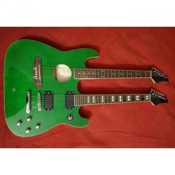 Custom Ibanez JEM Green Double Neck Acoustic Electric 6 6 Strings Guitar #1 image