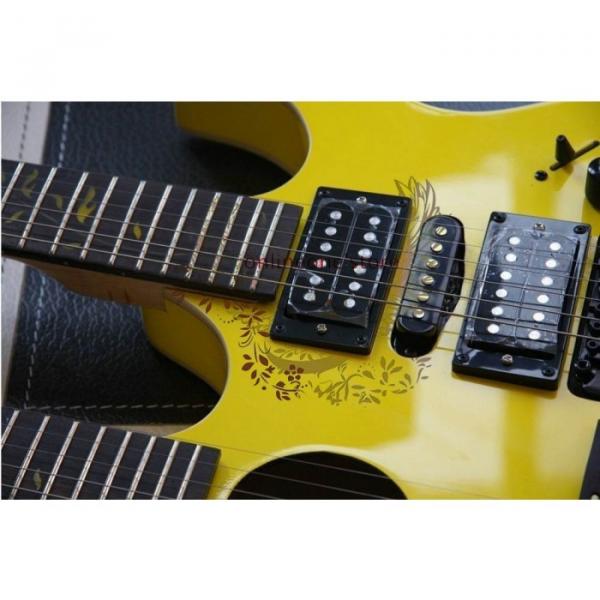 Custom Ibanez JEM 7V Yellow Double Neck Acoustic Electric 6 6 Strings Guitar #2 image
