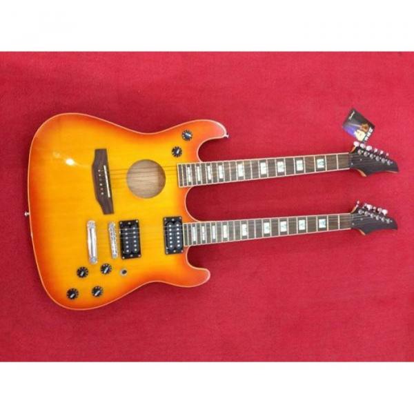Custom Ibanez JEM 7V Sunburst Double Neck Acoustic Electric 6 6 Strings Guitar #4 image