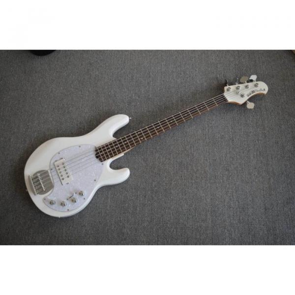 Custom White Music Man Sting Ray 5 Bass 9 V Battery Passive Pickups #1 image