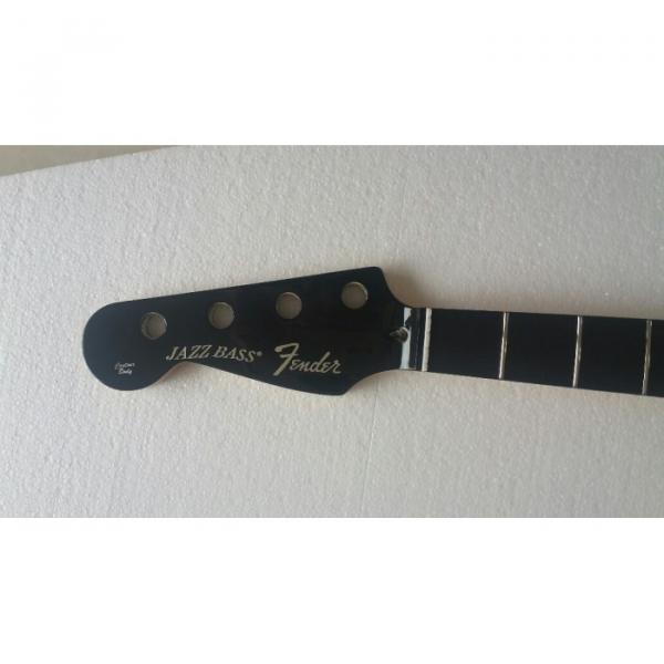 Custom Shop Silver Fender Logo Jaguar Bass Neck Black Ebony Fretboard #2 image