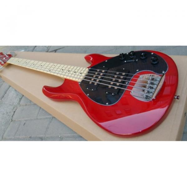 Custom Shop Red Music Man 5 String Bass Music Man S.U.B. Ray5 Passive Pickups #4 image