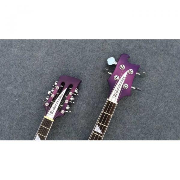 Custom Shop Double Neck Rickenbacker Purpleglo 4003 4 String Bass 12 String Guitar #5 image