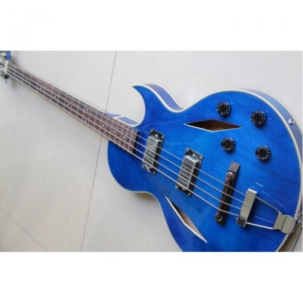 Custom Shop Cream Blue Midtown 4 String Fhole Semi Hollow Bass #3 image