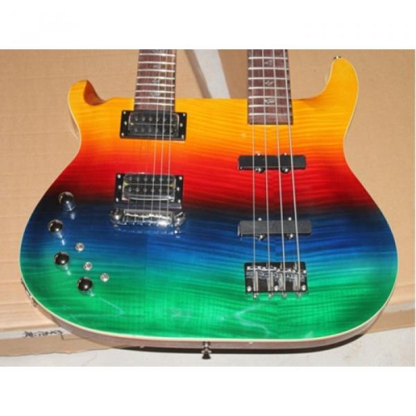 Custom PRS Double Neck 6 String Guitar Tricolor Passive Pickups 4 String Bass Left Handed #1 image