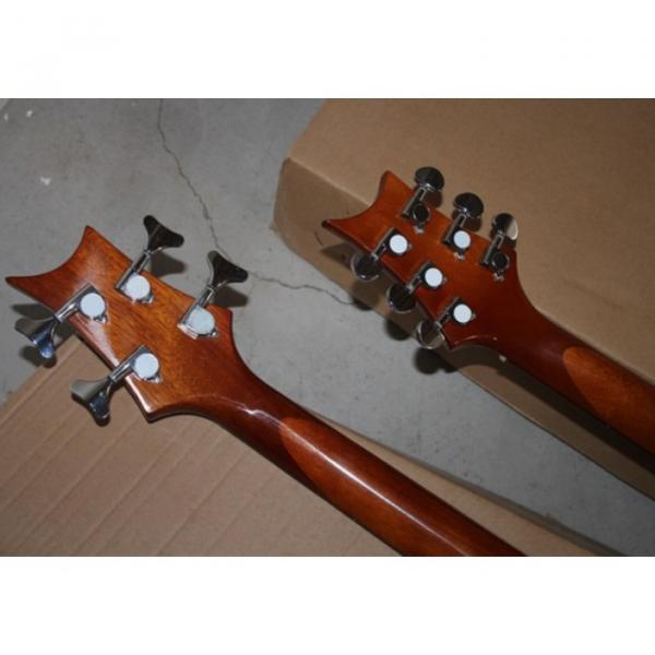 Custom PRS Double Neck 6 String Guitar Tricolor Passive Pickups 4 String Bass Left Handed #4 image