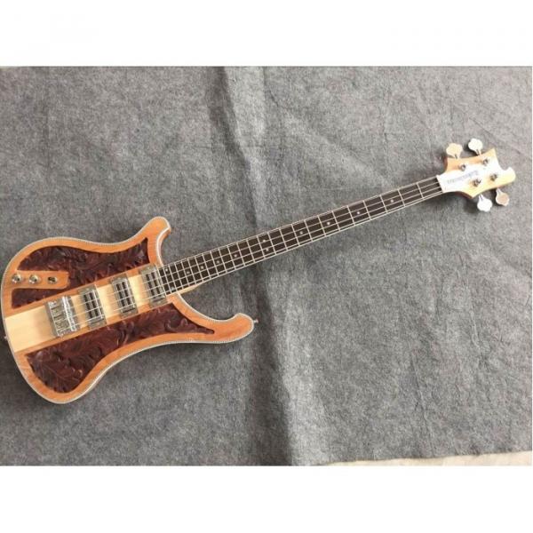 Custom Left Handed Lemmy Kilmister  4003 Natural Special Carvings Alder Wood Bass #1 image