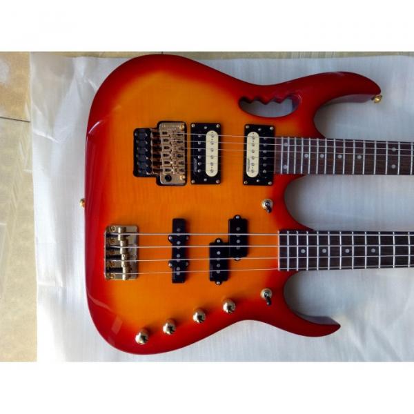 Custom Made 4 String Bass 6 String Guitar Double Neck Cherry Sunburst #1 image