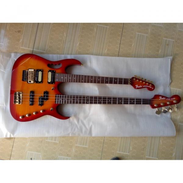 Custom Made 4 String Bass 6 String Guitar Double Neck Cherry Sunburst #2 image