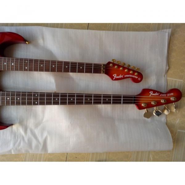 Custom Made 4 String Bass 6 String Guitar Double Neck Cherry Sunburst #3 image