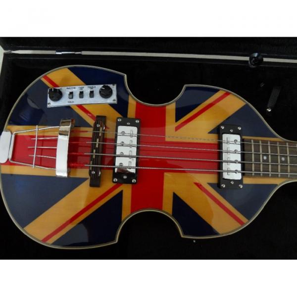 Custom Left Handed Hofner Jubilee Union Jack Paul Mcartney 4 String Bass Guitar #5 image