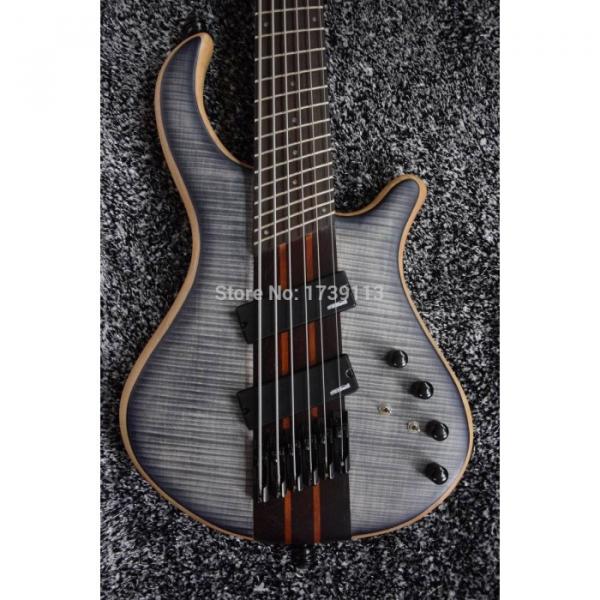 Custom Built LED Light Fretboard Gray Flame Maple Top Patriot 6 String Electric Bass #4 image