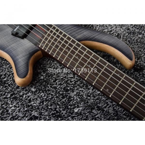 Custom Built LED Light Fretboard Gray Flame Maple Top Patriot 6 String Electric Bass #5 image