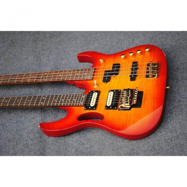Custom Built 4 String Bass 6 String Guitar Double Neck Cherry Sunburst #1 image