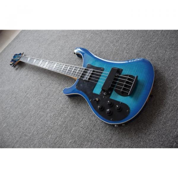 Custom 5 String Left Handed Rickenbacker Blue Maple Top 4003 Bass #3 image
