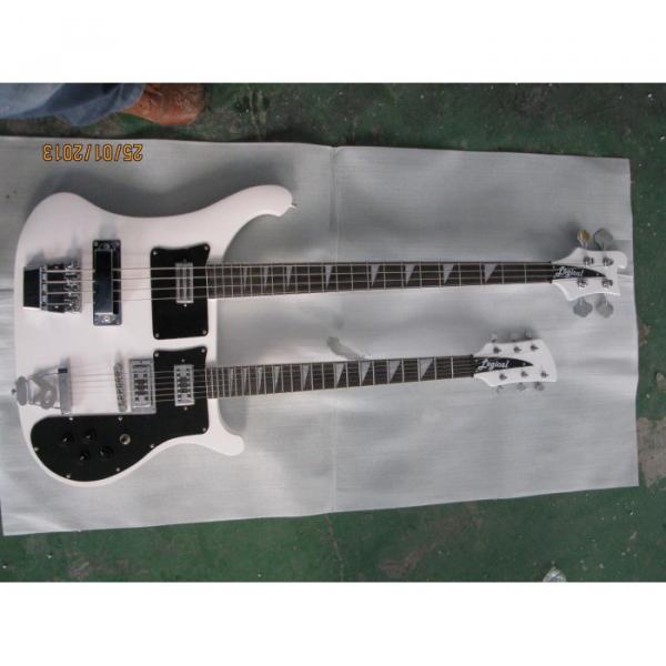 Custom 4080 Double Neck Geddy Lee White 4 String Bass 6 String Guitar #1 image