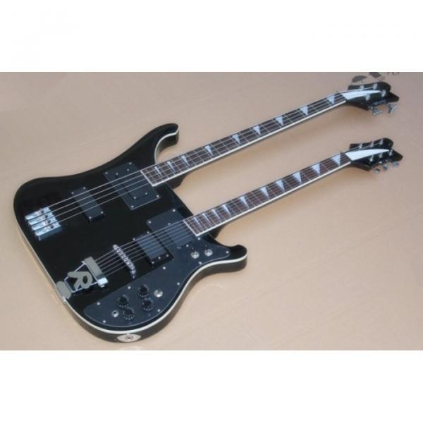 Custom 4080 Double Neck Geddy Lee Jetglo Black 4 String Bass 6/12 String Guitar #1 image