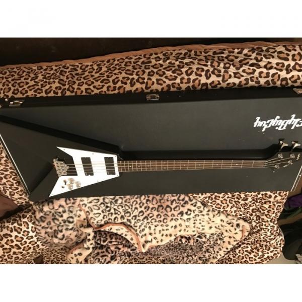 Custom Black guitarra Flying V 120 4 String Bass Hard Case With Logo #4 image
