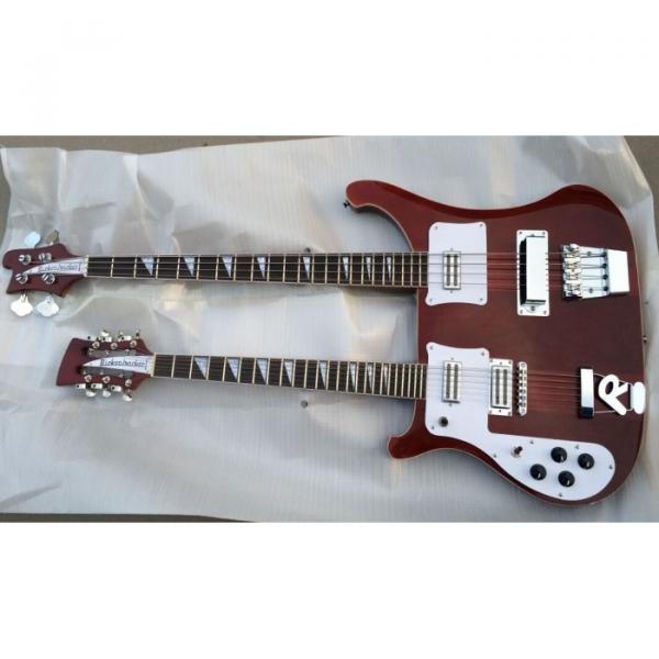 Custom 4080 Double Neck Geddy Lee Burgundyglo 4 String Bass 6/12 String Guitar Left Handed #2 image