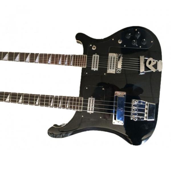 Custom 4080 Double Neck Geddy Lee Black 4 String Bass 6/12 String Option Guitar #1 image