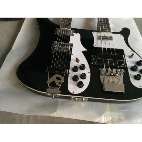 Custom 4003 Double Neck Rickenbacker Black 4 String Bass 6 String Guitar #5 image