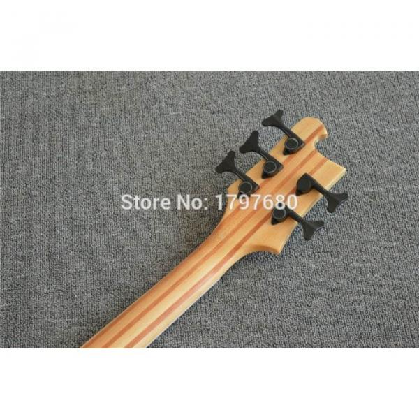 Custom 24 Frets Flame Maple Top Blue 4003 Neck Thru Body 5 String Bass #2 image