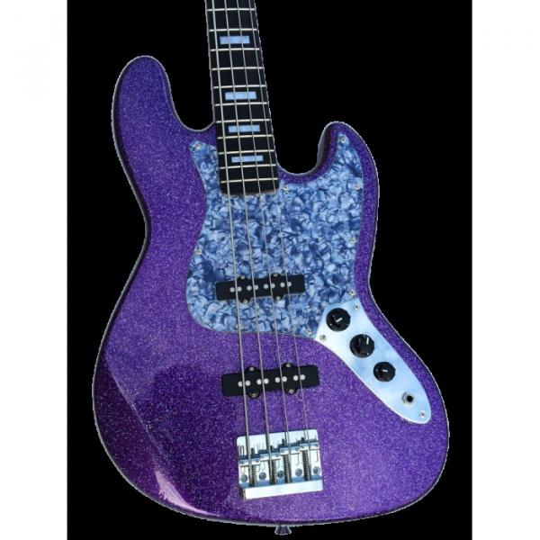 Custom Shop Sparkle Purple Jazz Silver Dust Metallic Bass Guitar #1 image