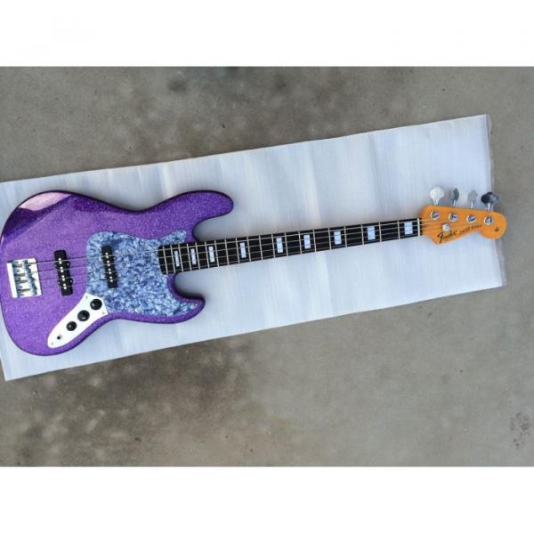 Custom Shop Sparkle Purple Jazz Silver Dust Metallic Bass Guitar #2 image