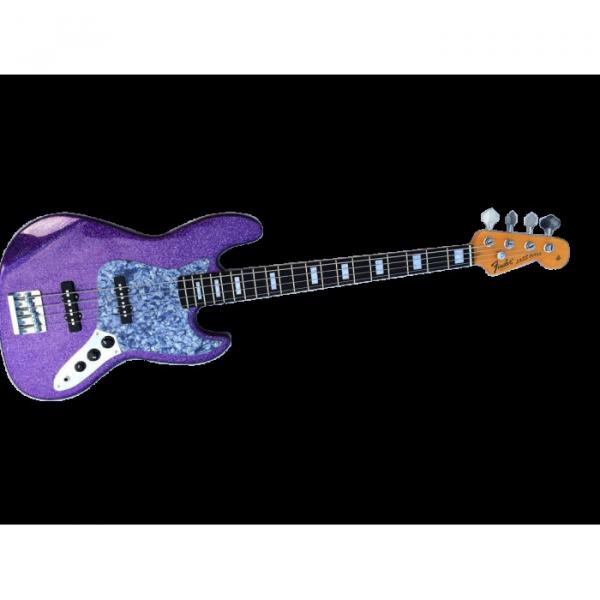 Custom Shop Sparkle Purple Jazz Silver Dust Metallic Bass Guitar #5 image