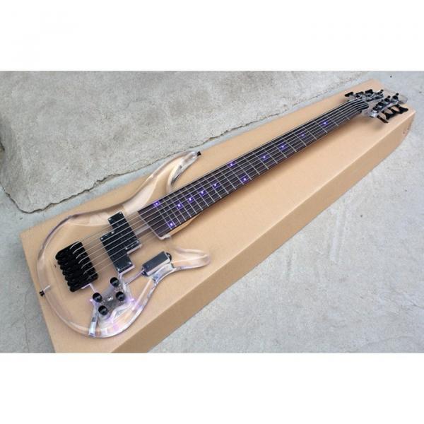 Custom Shop H&amp;S Sequoia 7 String Acrylic Bass Blue LED Light Fretboard #2 image