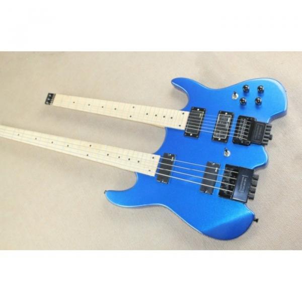 Custom Shop Double Neck Blue Steinberger Headless 4 String Electric Bass 6 String Guitar #1 image