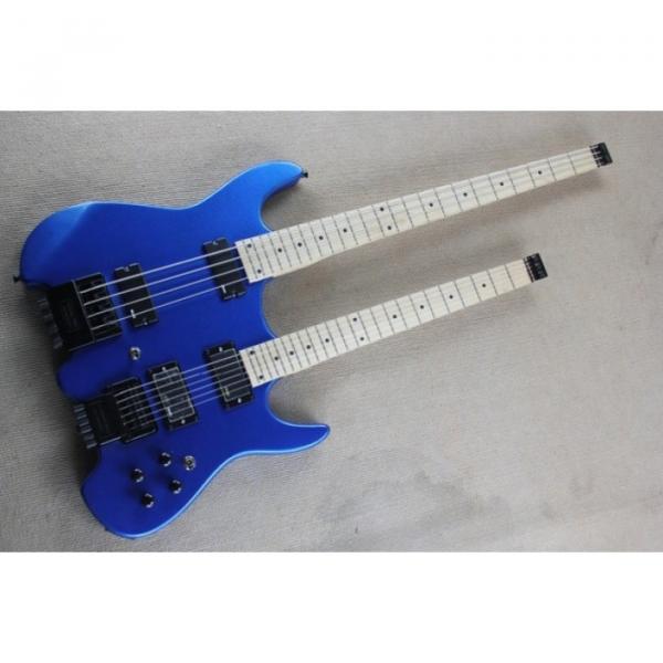 Custom Shop Double Neck Blue Steinberger Headless 4 String Electric Bass 6 String Guitar #3 image