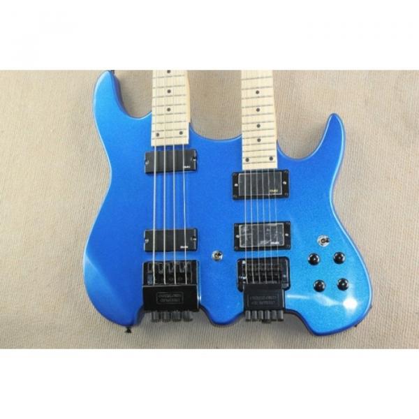 Custom Shop Double Neck Blue Steinberger Headless 4 String Electric Bass 6 String Guitar #4 image