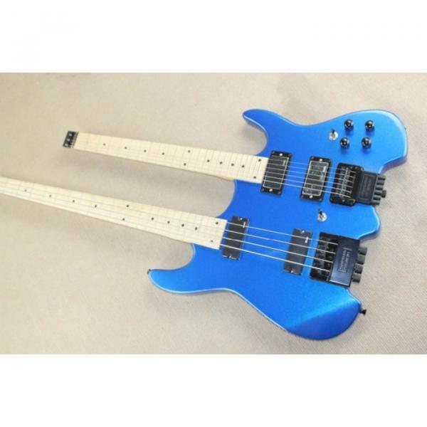 Custom Shop Double Neck Blue Steinberger Headless 4 String Electric Bass 6 String Guitar #5 image