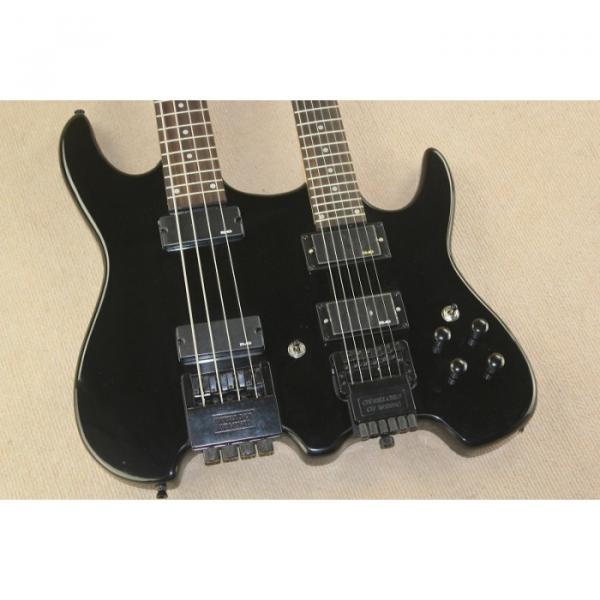 Custom Shop Double Neck Black Steinberger Headless 4 String Electric Bass 6 String Guitar #2 image