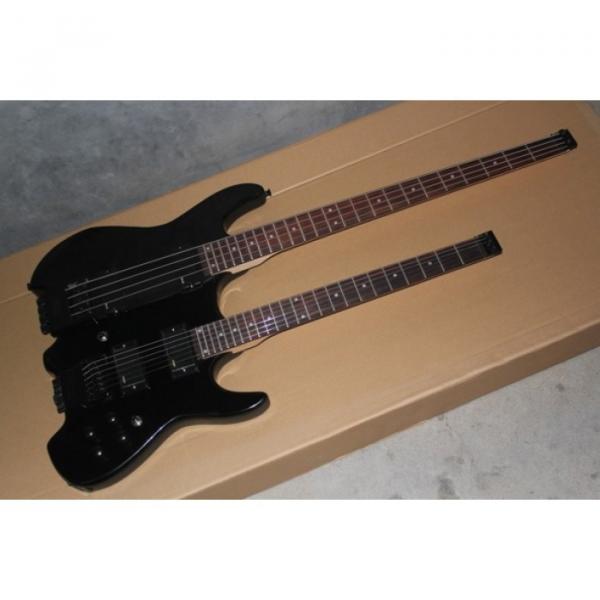 Custom Shop Double Neck Black 6 String Guitar Steinberger Headless 6 String Bass #1 image