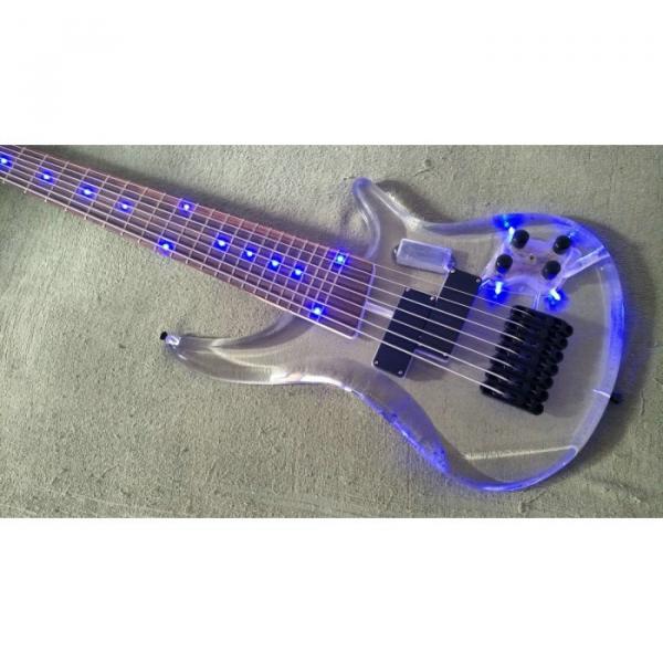 Custom Made H&amp;S Sequoia 7 String Acrylic Bass Blue LED Light Fretboard #2 image
