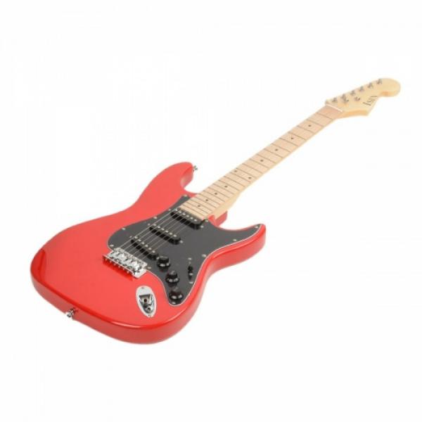 ST Black Pickguard Electric Guitar Red with Amplifier Bag Strap Tool Pick #5 image