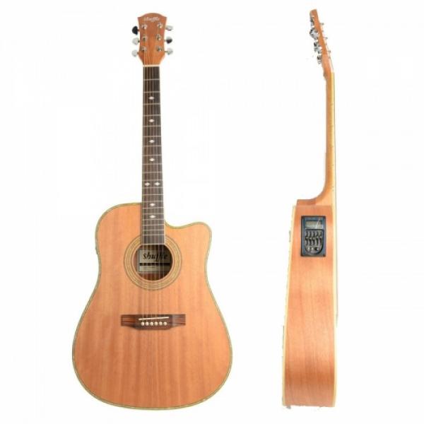 Shuffle 41&quot; Cutaway Electric Acoustic Guitar Coffee with Pick Strings #1 image