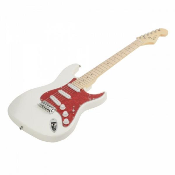 ST3 Pearl-shaped Pickguard Electric Guitar White with Bag Strap Tool Pick #3 image