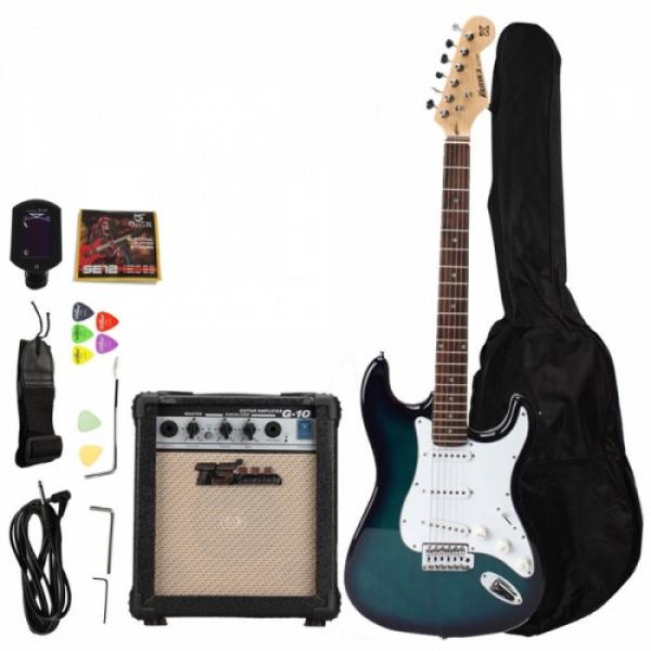 Rosewood Fingerboard Electric Guitar with Amp Turner Bag &amp; Accessories Blue #1 image